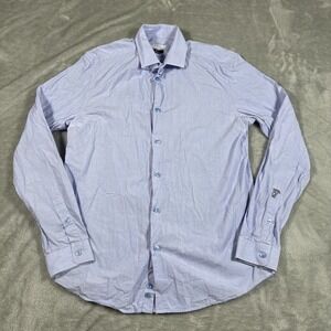 Versace Collection Shirt Mens 36 Blue‎ Trend Button UP Front Micro striped